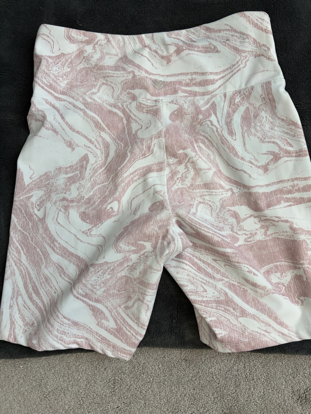 Forever 21 Marble-Print High-Waist Biker Shorts in Pink and White